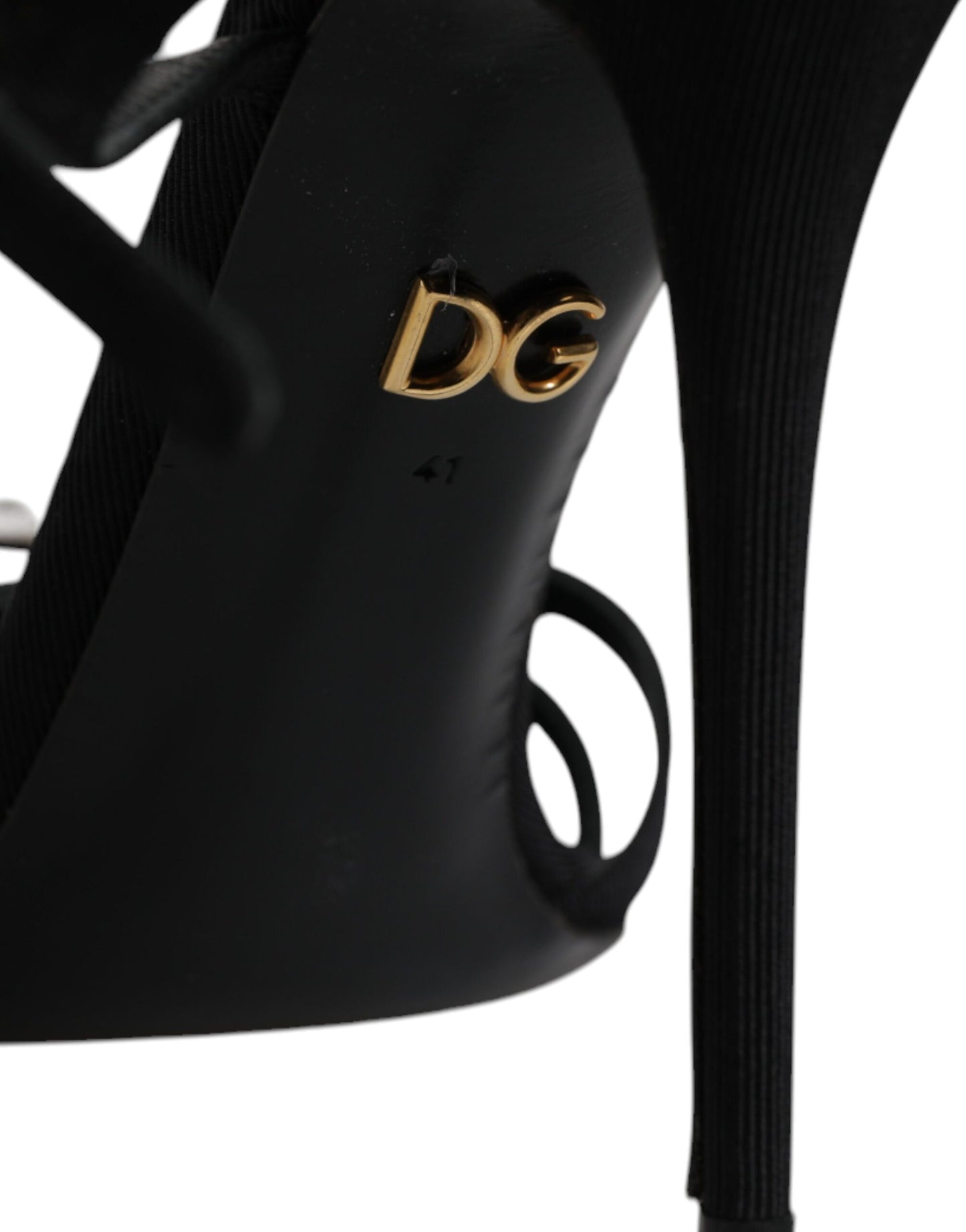 Dolce & Gabbana Black Leather Crystal Heels Sandals Shoes by Dolce & Gabbana