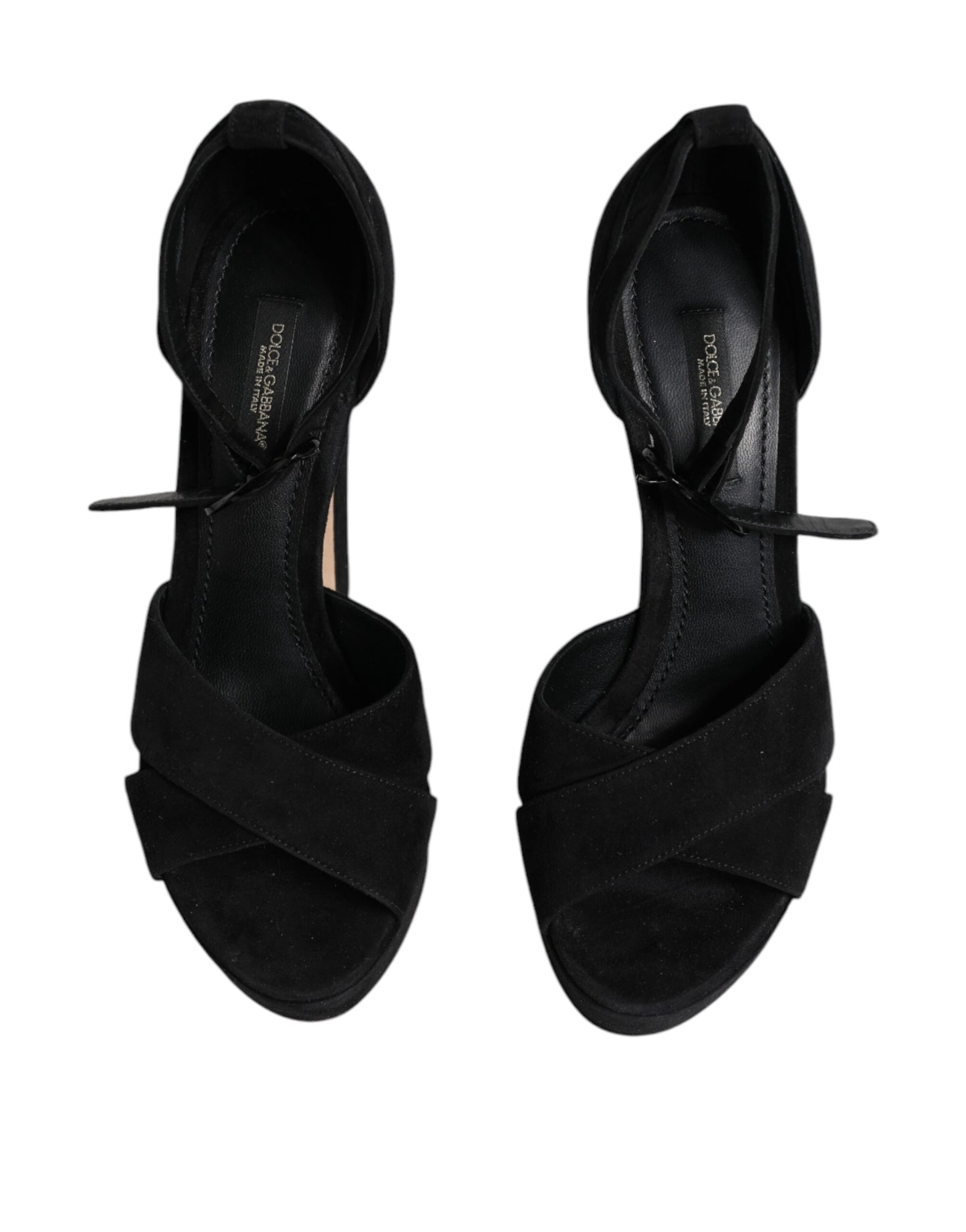 Dolce & Gabbana Black Leather Platform Heels Sandals Shoes by Dolce & Gabbana