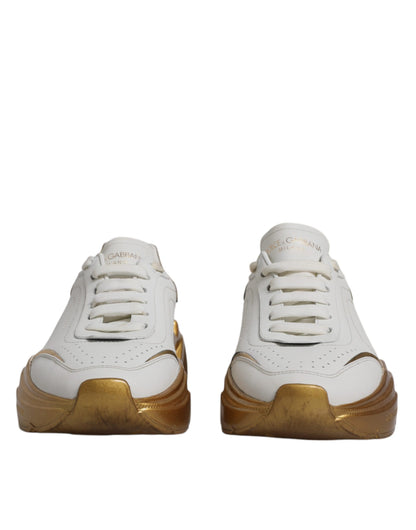 Dolce & Gabbana White Gold Daymaster Low Top Sneakers Shoes by Dolce & Gabbana