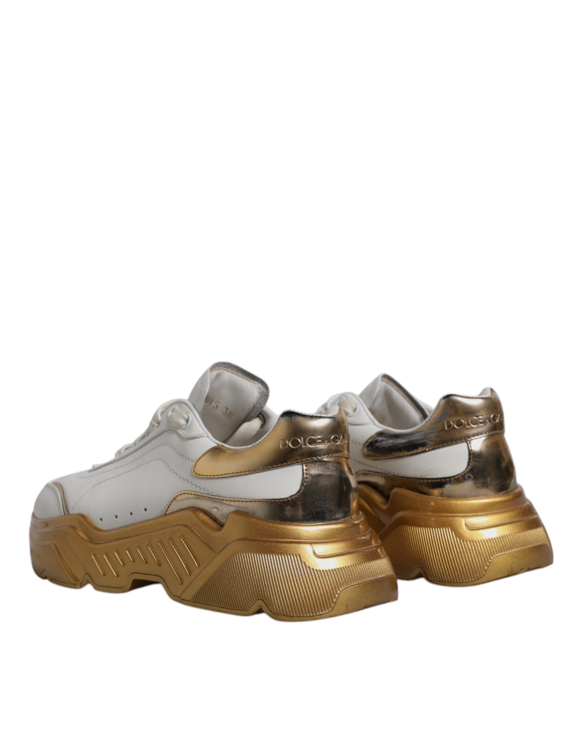 Dolce & Gabbana White Gold Daymaster Low Top Sneakers Shoes by Dolce & Gabbana