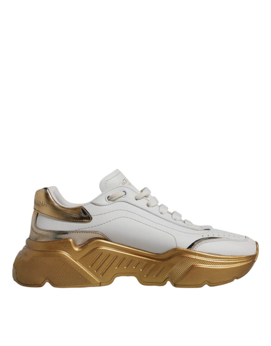 Dolce & Gabbana White Gold Daymaster Low Top Sneakers Shoes by Dolce & Gabbana