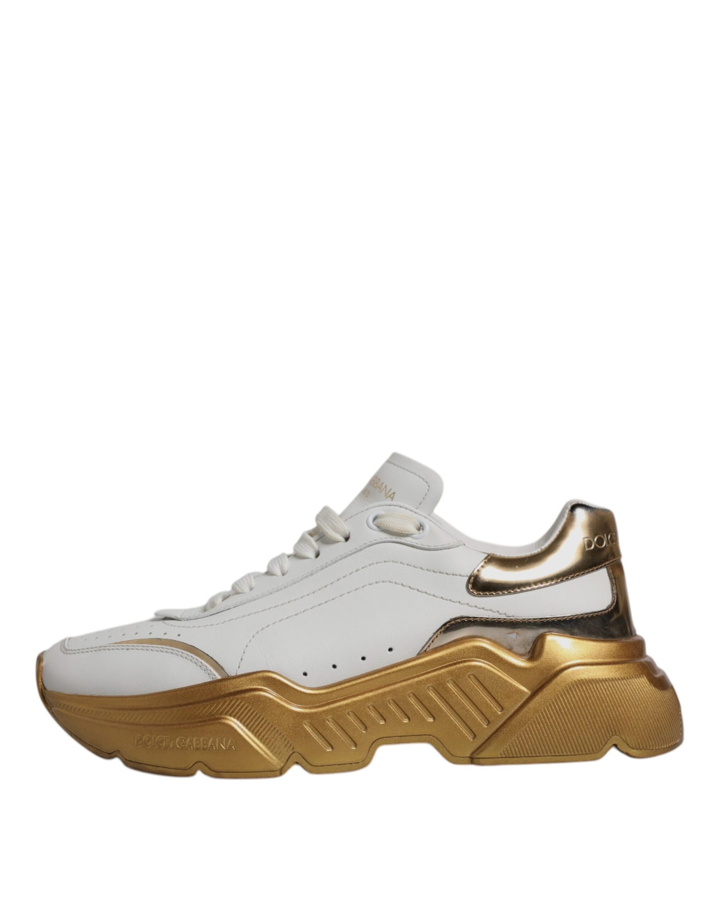 Dolce & Gabbana White Gold Daymaster Low Top Sneakers Shoes by Dolce & Gabbana