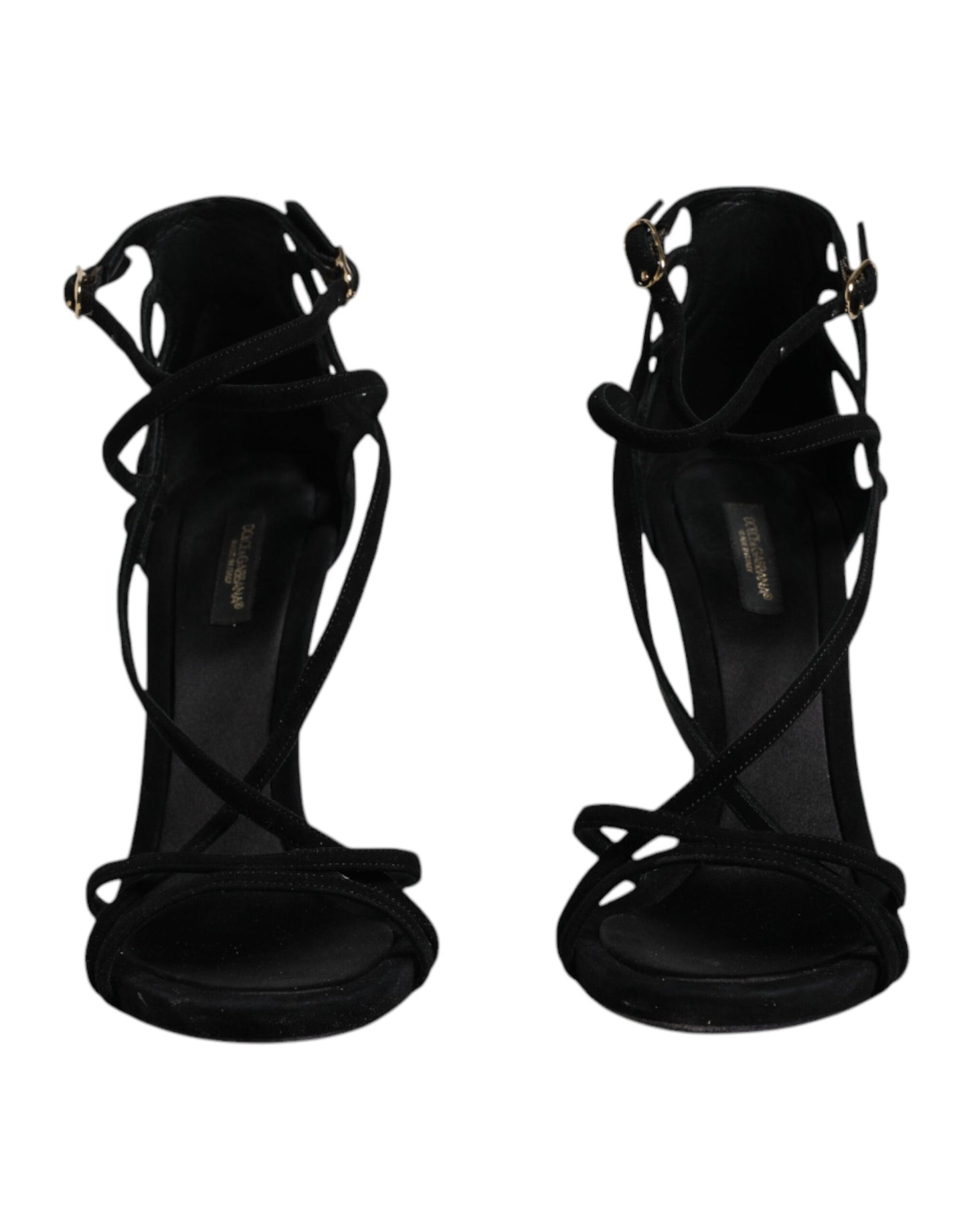 Dolce & Gabbana Black Suede Ankle Strap Heels Sandals Shoes by Dolce & Gabbana