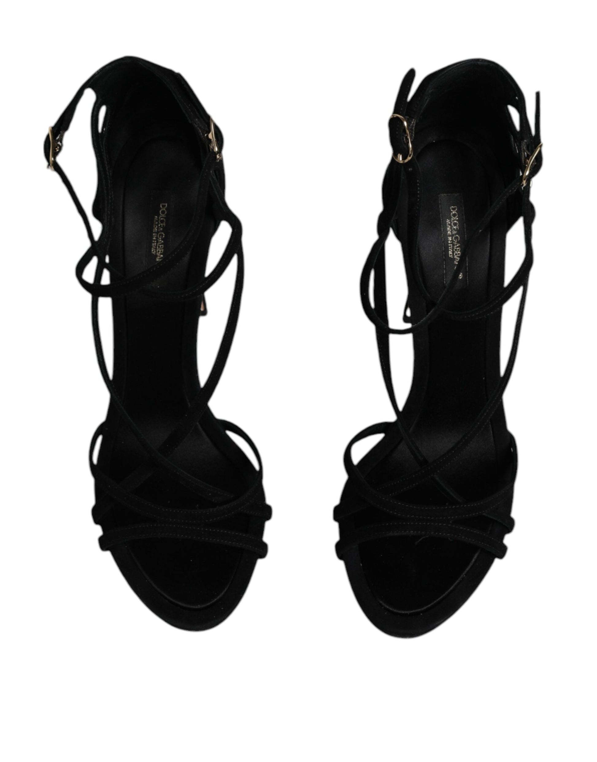 Dolce & Gabbana Black Suede Ankle Strap Heels Sandals Shoes by Dolce & Gabbana