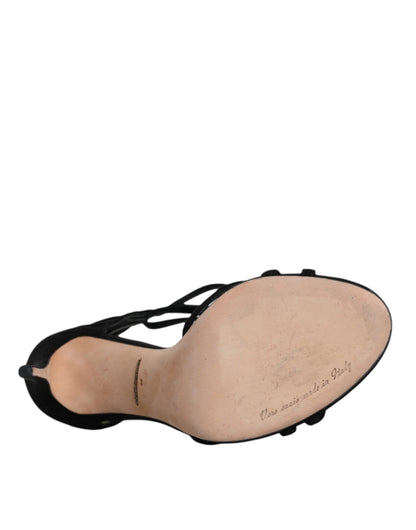 Dolce & Gabbana Black Suede Ankle Strap Heels Sandals Shoes by Dolce & Gabbana