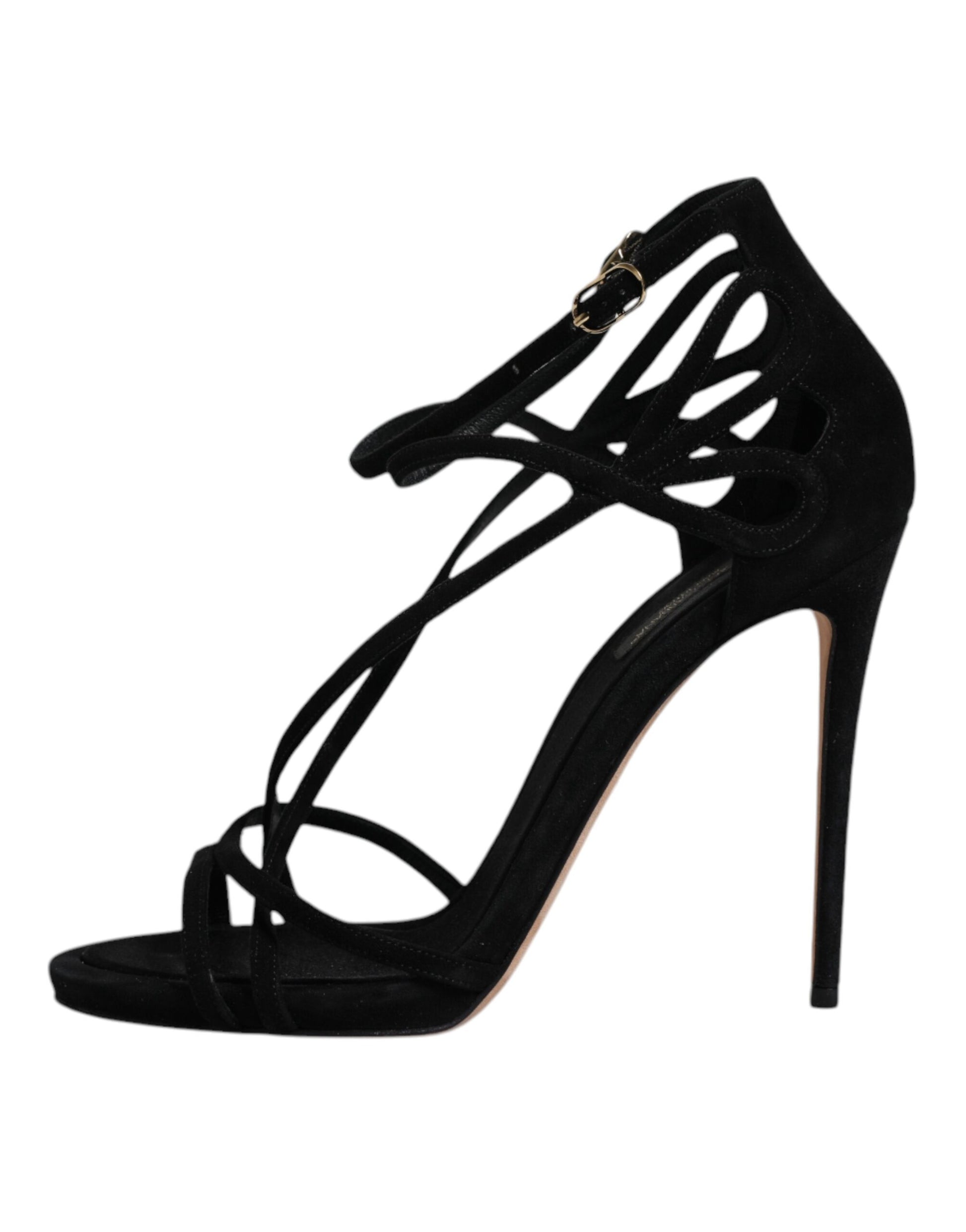 Dolce & Gabbana Black Suede Ankle Strap Heels Sandals Shoes by Dolce & Gabbana