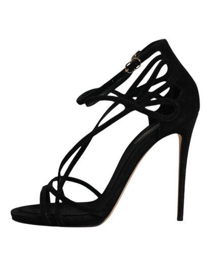 Dolce & Gabbana Black Suede Ankle Strap Heels Sandals Shoes by Dolce & Gabbana