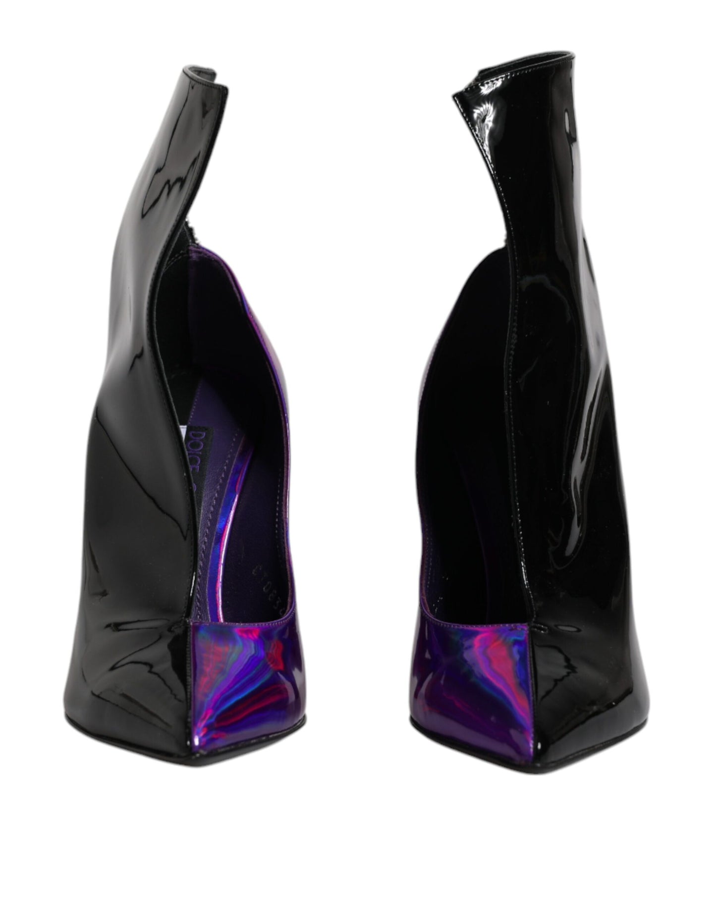 Dolce & Gabbana Purple Black Pointed Ankle Boots Shoes by Dolce & Gabbana