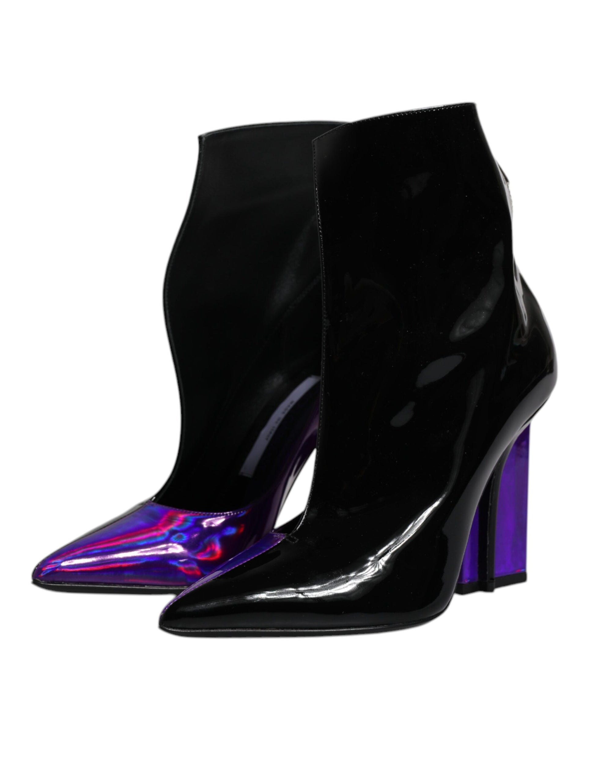 Dolce & Gabbana Purple Black Pointed Ankle Boots Shoes by Dolce & Gabbana