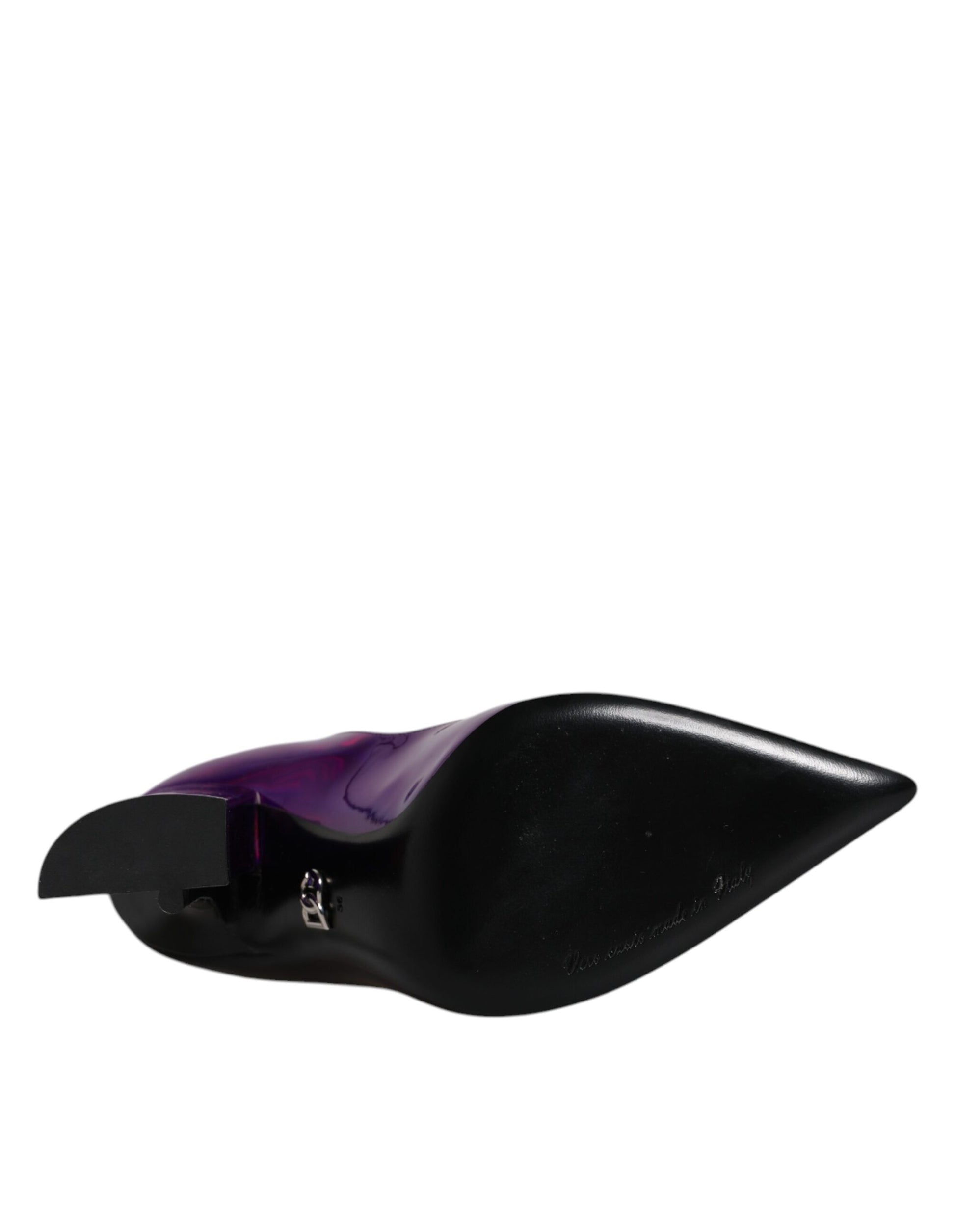 Dolce & Gabbana Purple Black Pointed Ankle Boots Shoes by Dolce & Gabbana
