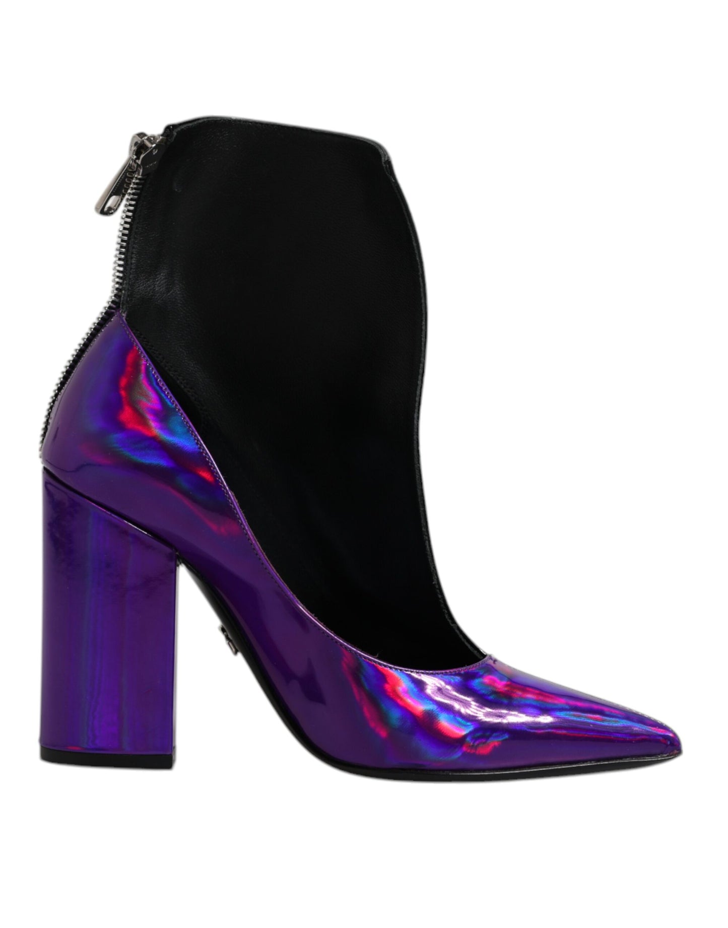 Dolce & Gabbana Purple Black Pointed Ankle Boots Shoes by Dolce & Gabbana
