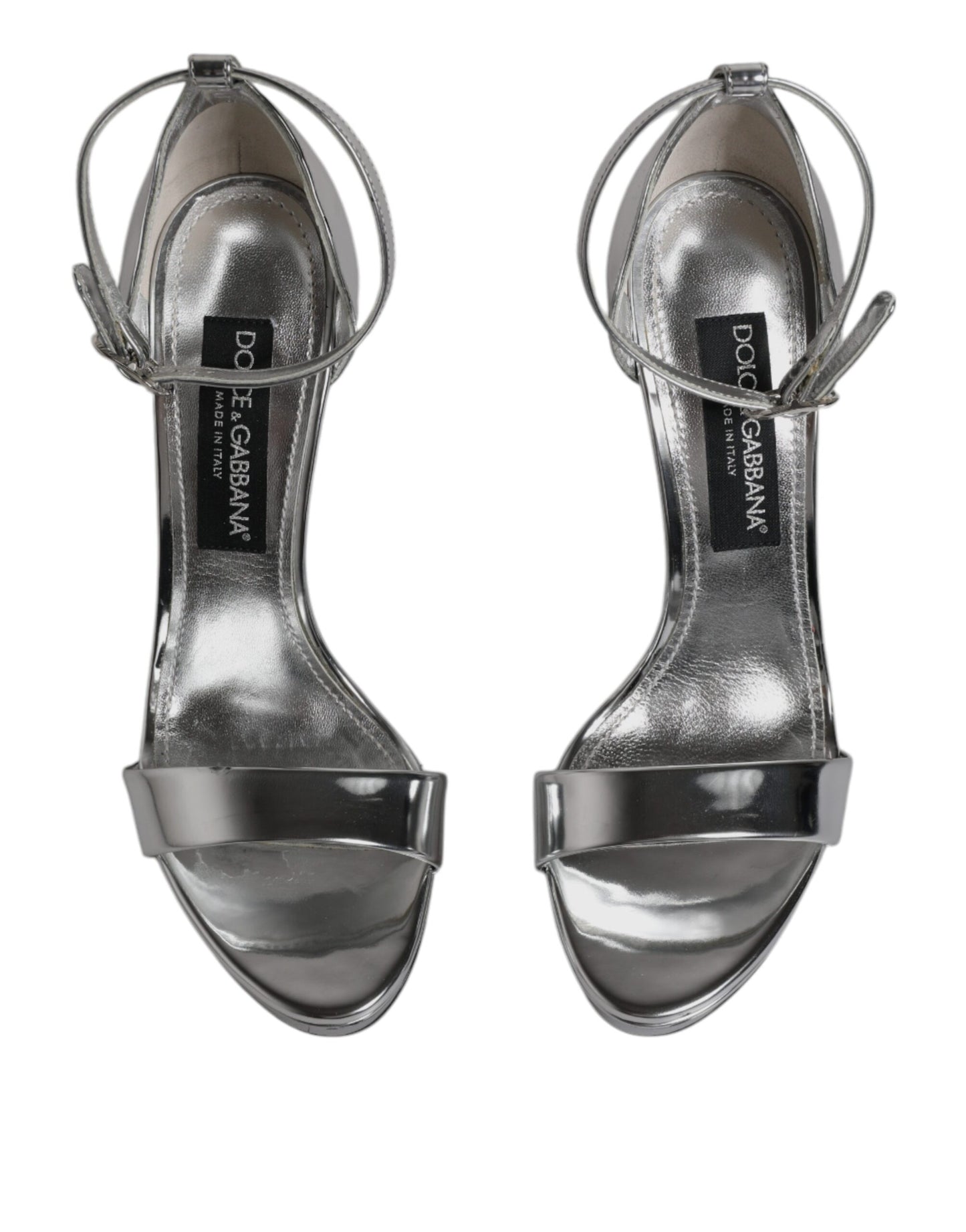 Dolce & Gabbana Silver KEIRA Heels Ankle Strap Sandals Shoes by Dolce & Gabbana