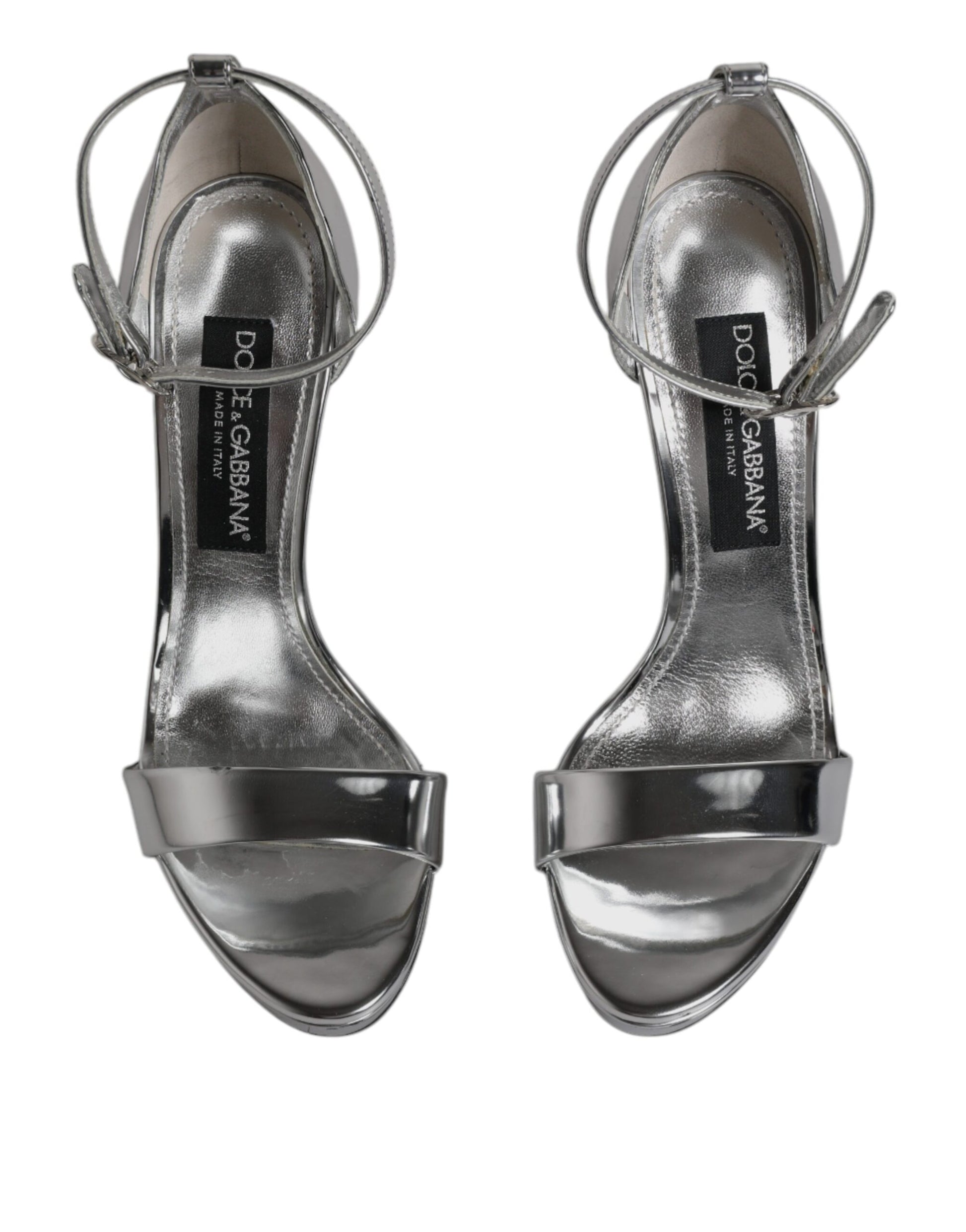 Dolce & Gabbana Silver KEIRA Heels Ankle Strap Sandals Shoes by Dolce & Gabbana