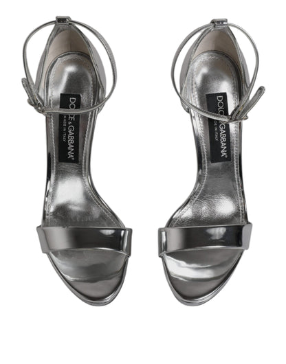 Dolce & Gabbana Silver KEIRA Heels Ankle Strap Sandals Shoes by Dolce & Gabbana