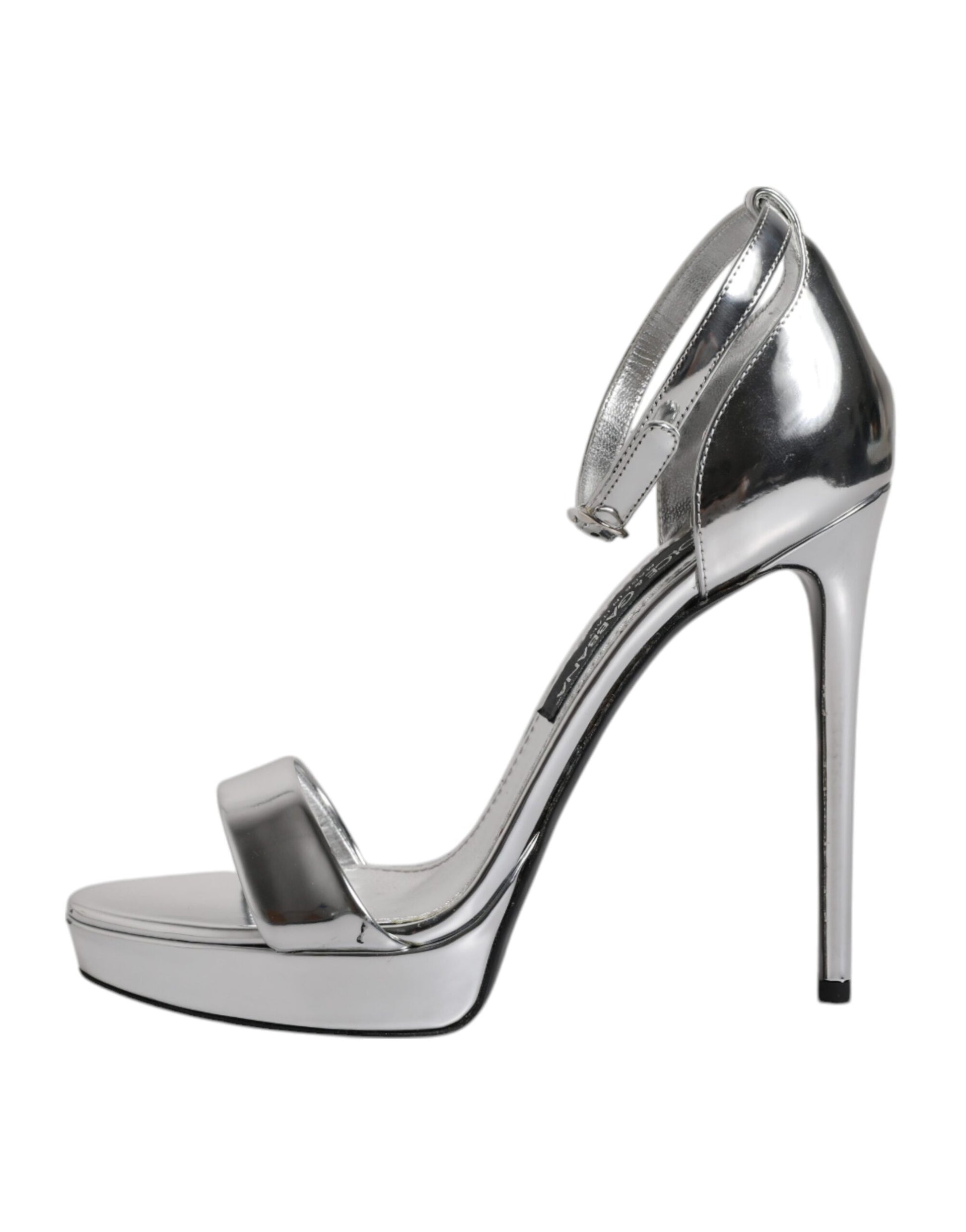 Dolce & Gabbana Silver KEIRA Heels Ankle Strap Sandals Shoes by Dolce & Gabbana
