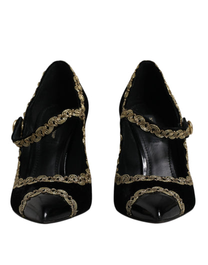 Escarpins Mary Janes Dolce &amp; Gabbana en velours noir et doré