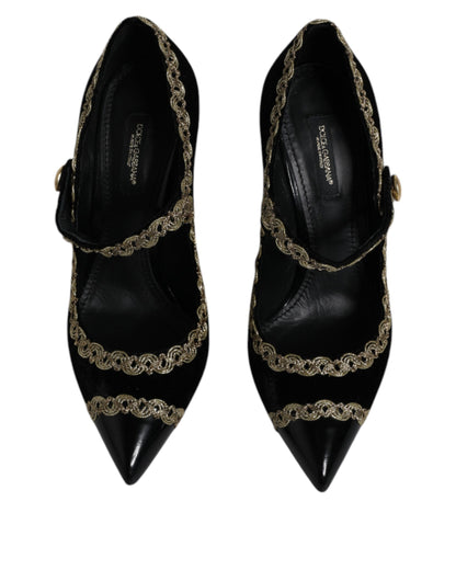 Escarpins Mary Janes Dolce &amp; Gabbana en velours noir et doré