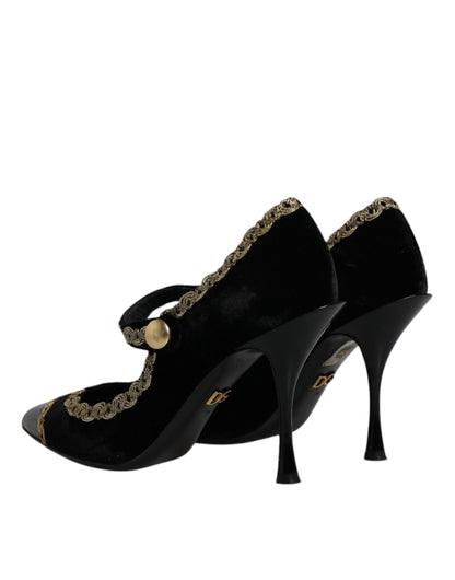 Escarpins Mary Janes Dolce &amp; Gabbana en velours noir et doré