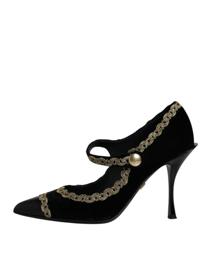 Escarpins Mary Janes Dolce &amp; Gabbana en velours noir et doré