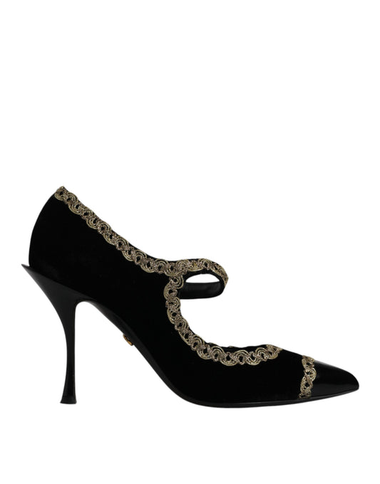Escarpins Mary Janes Dolce &amp; Gabbana en velours noir et doré