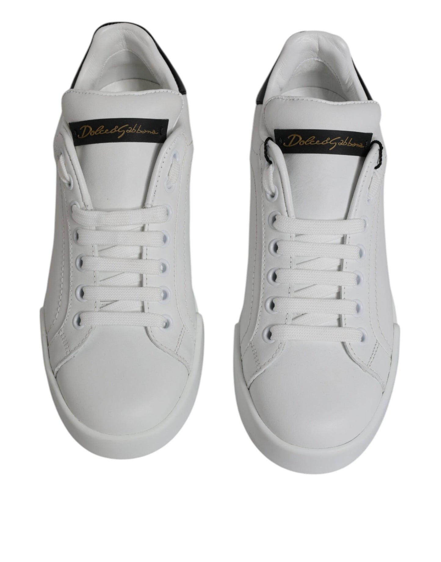 Dolce & Gabbana White Leather Classic Low Top Sneakers Shoes by Dolce & Gabbana