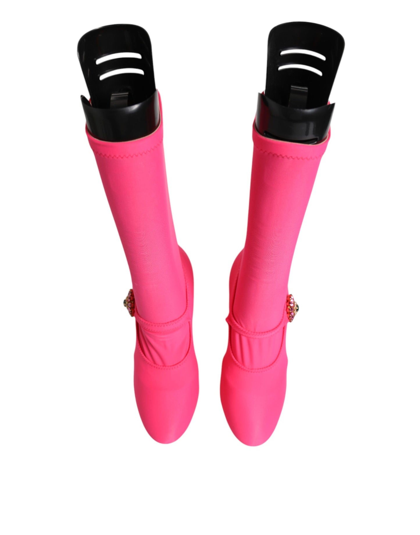 Dolce & Gabbana Pink Nylon Crystal Vally High Boots Shoes by Dolce & Gabbana