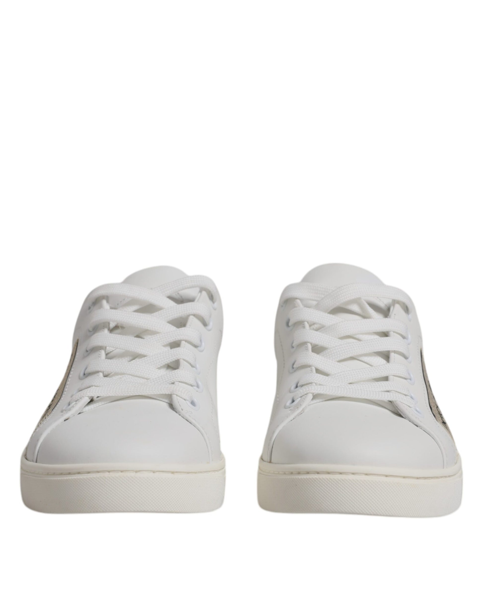Dolce & Gabbana White London Calf Leather Sneakers Shoes by Dolce & Gabbana