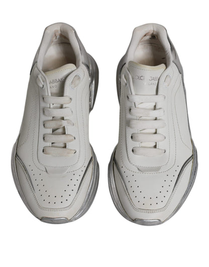 Dolce & Gabbana White Silver Daymaster Low Top Sneakers Shoes by Dolce & Gabbana