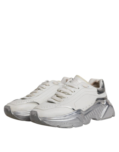 Dolce & Gabbana White Silver Daymaster Low Top Sneakers Shoes by Dolce & Gabbana