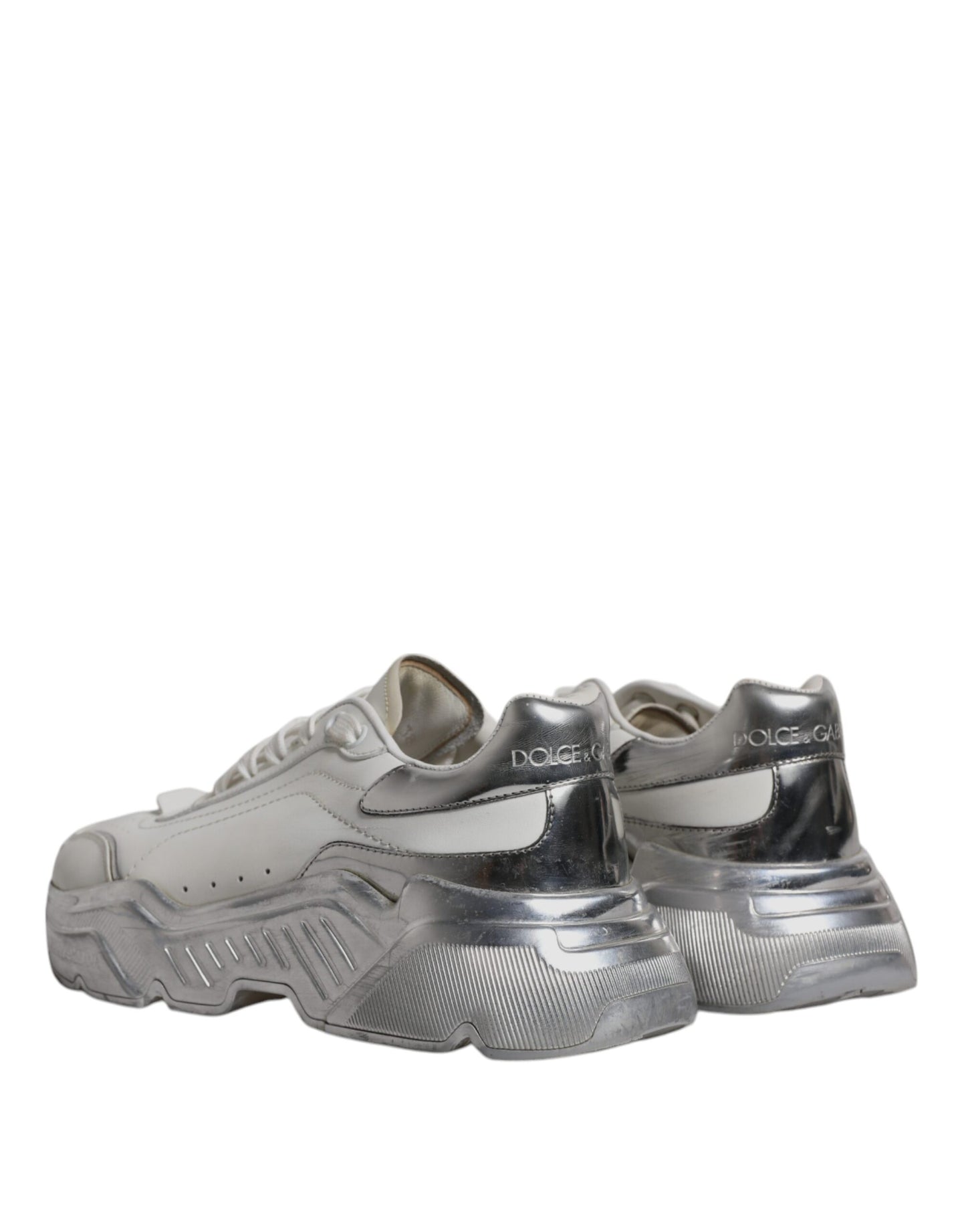 Dolce & Gabbana White Silver Daymaster Low Top Sneakers Shoes by Dolce & Gabbana
