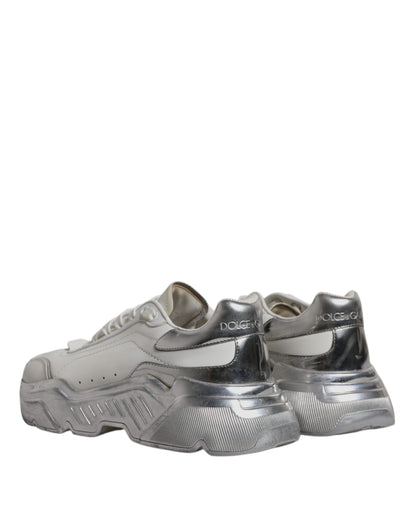 Dolce & Gabbana White Silver Daymaster Low Top Sneakers Shoes by Dolce & Gabbana