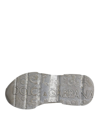 Dolce & Gabbana White Silver Daymaster Low Top Sneakers Shoes by Dolce & Gabbana