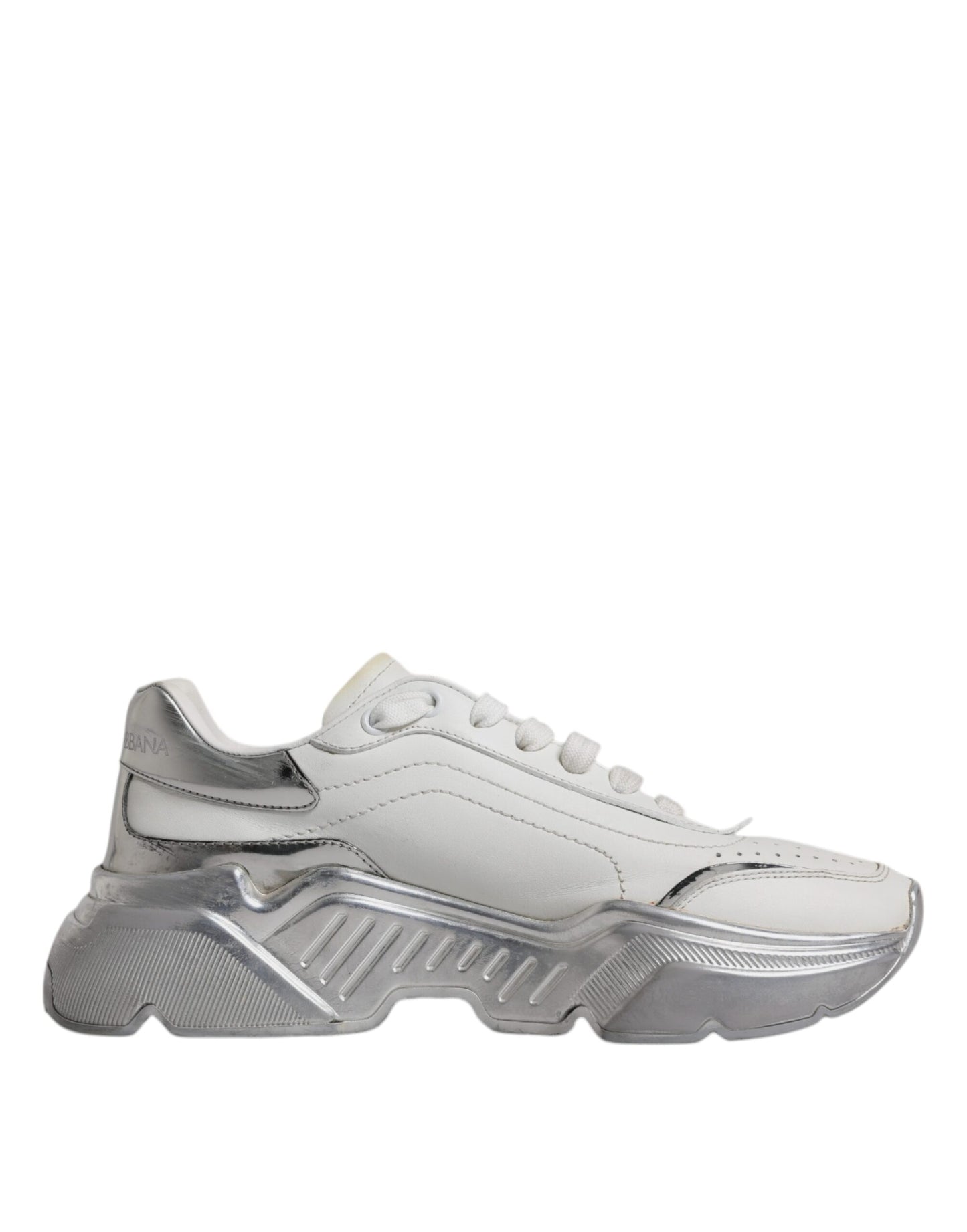 Dolce & Gabbana White Silver Daymaster Low Top Sneakers Shoes by Dolce & Gabbana