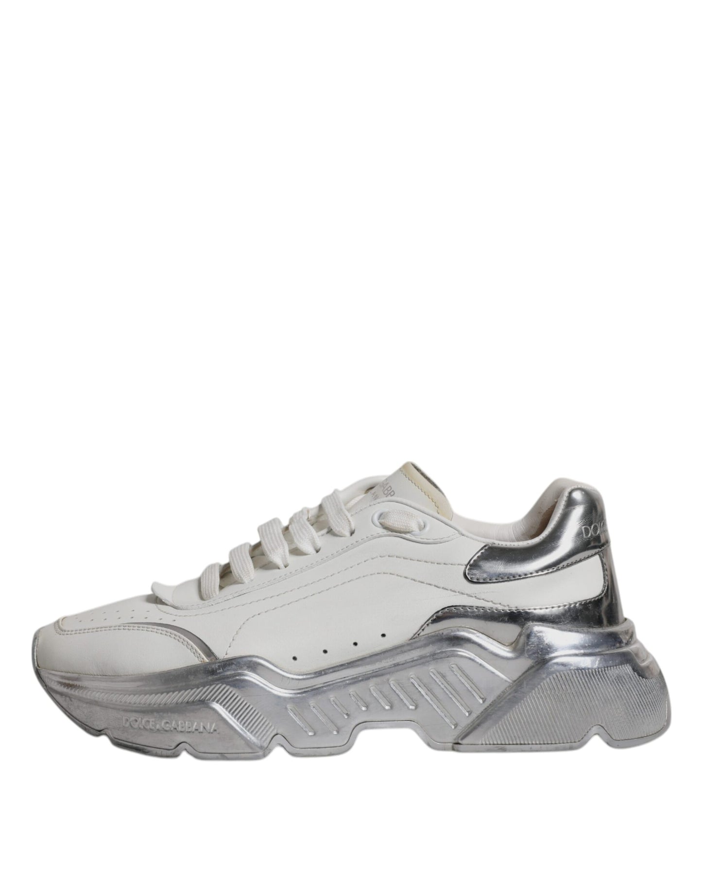 Dolce & Gabbana White Silver Daymaster Low Top Sneakers Shoes by Dolce & Gabbana