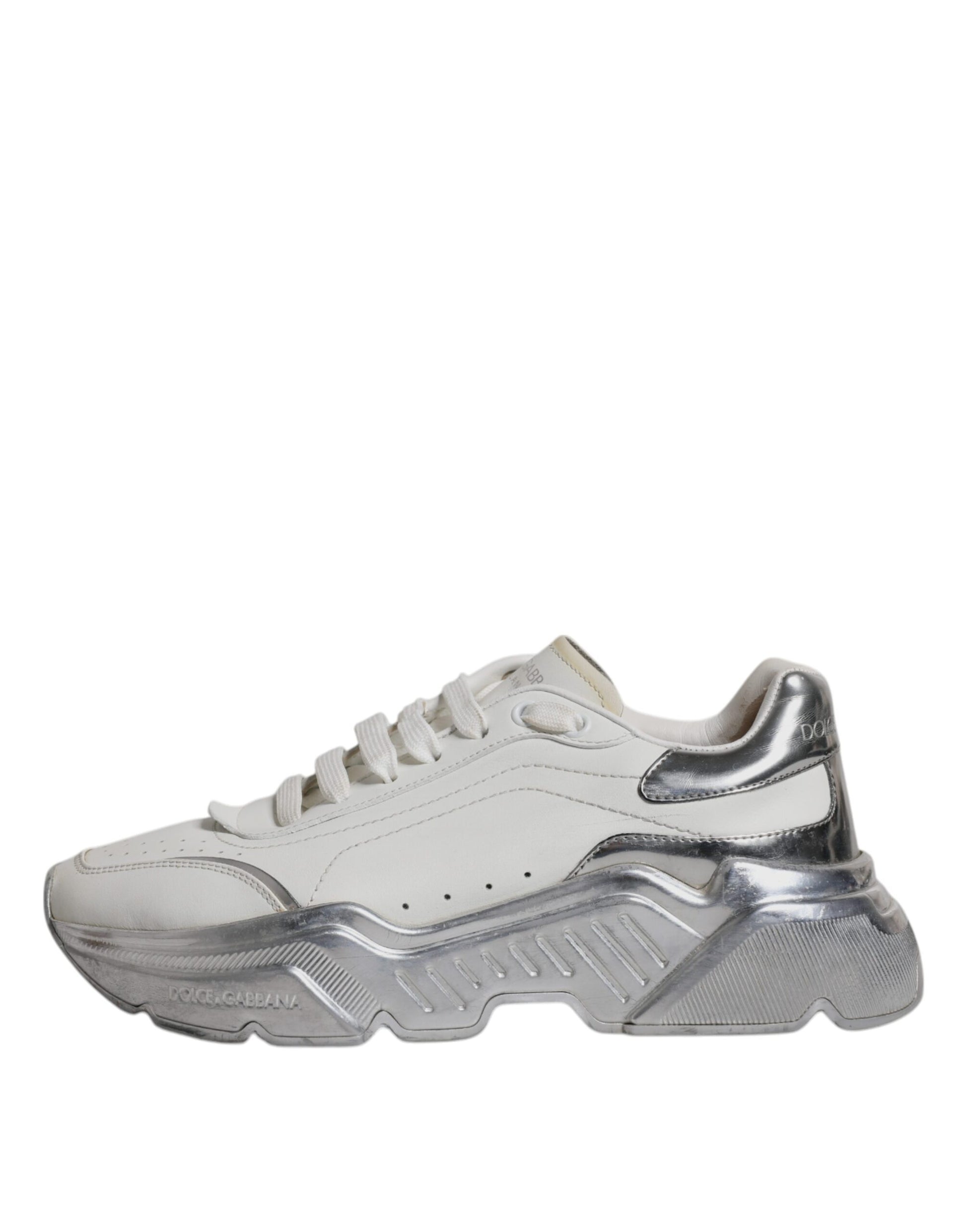 Dolce & Gabbana White Silver Daymaster Low Top Sneakers Shoes by Dolce & Gabbana