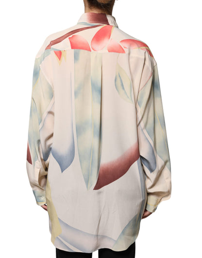 Etro Beige Printed Collared Buttoned Long Sleeves Blouse Top by Etro