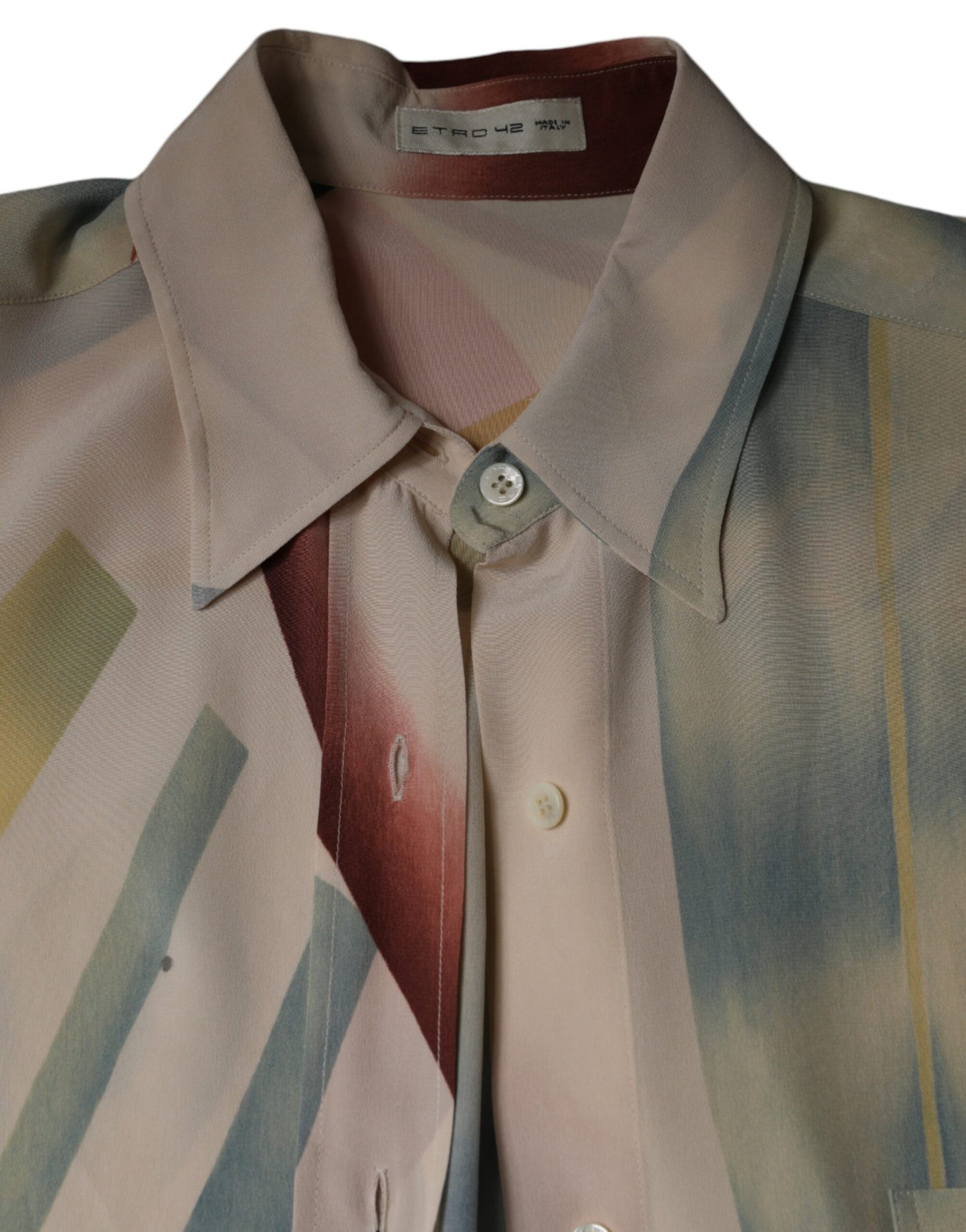 Etro Beige Printed Collared Buttoned Long Sleeves Blouse Top by Etro