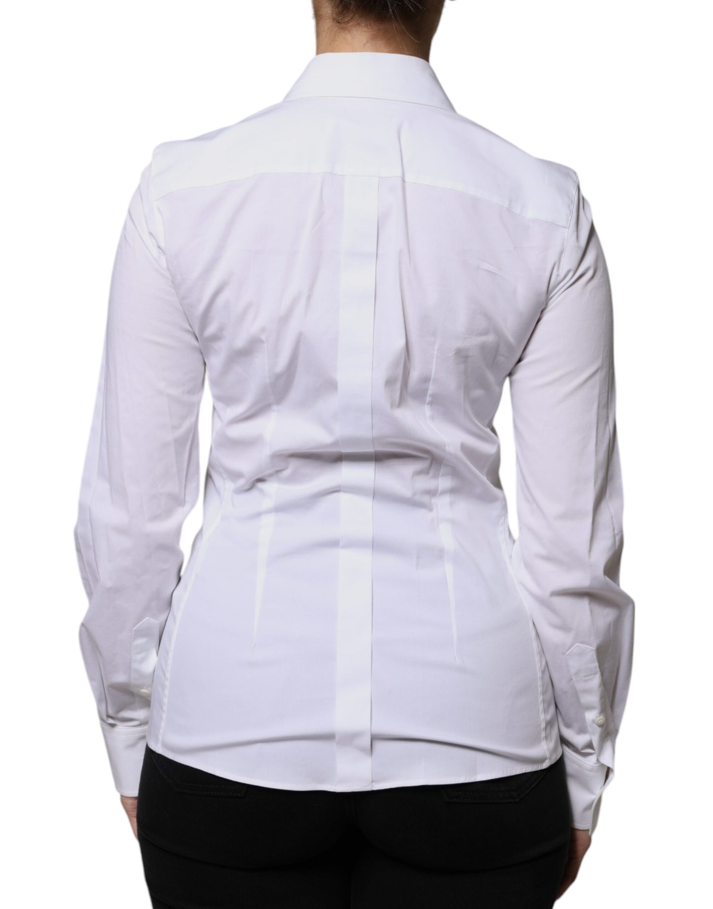 Dolce & Gabbana White Cotton Collared Long Sleeves Shirt Top by Dolce & Gabbana