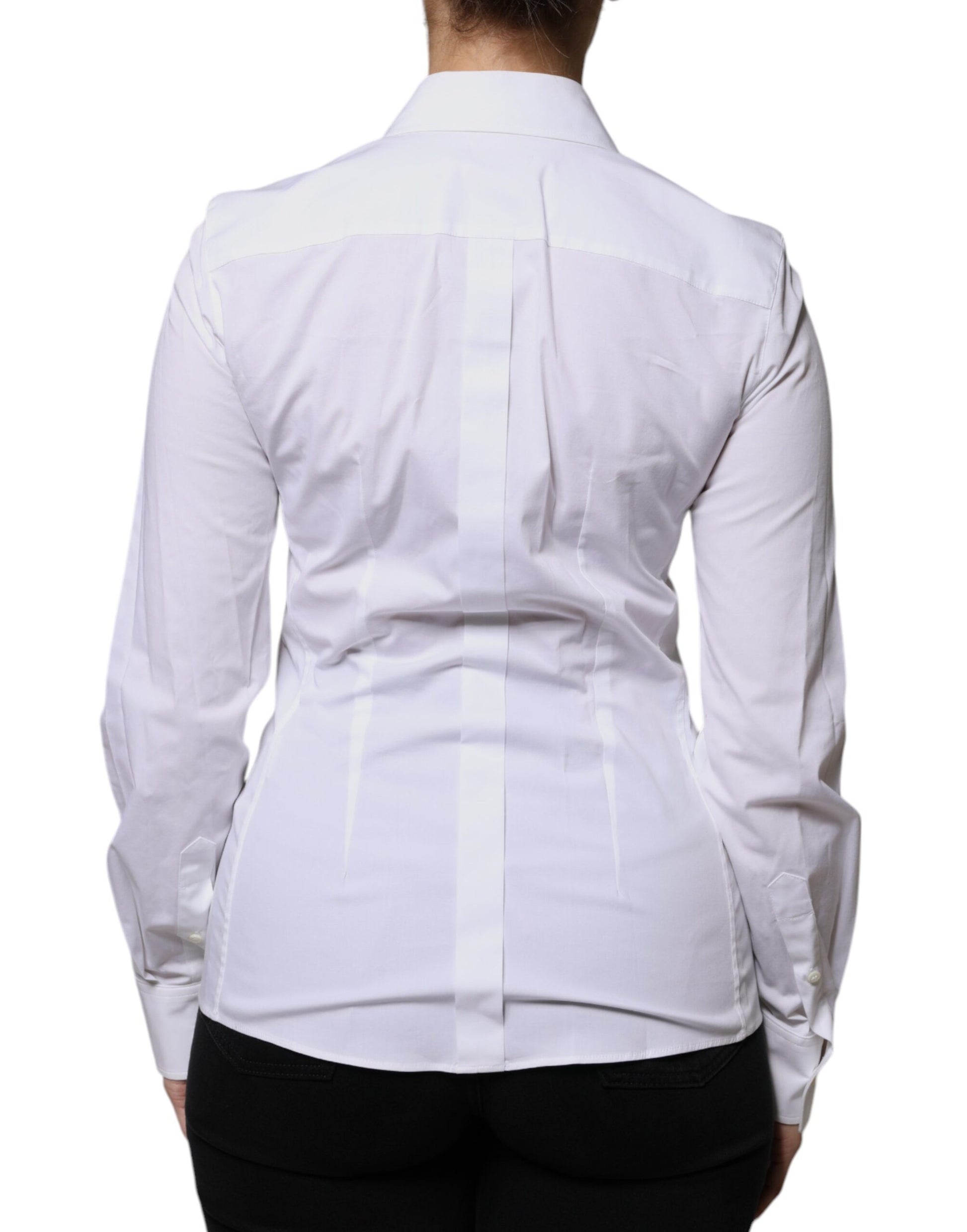 Dolce & Gabbana White Cotton Collared Long Sleeves Shirt Top by Dolce & Gabbana