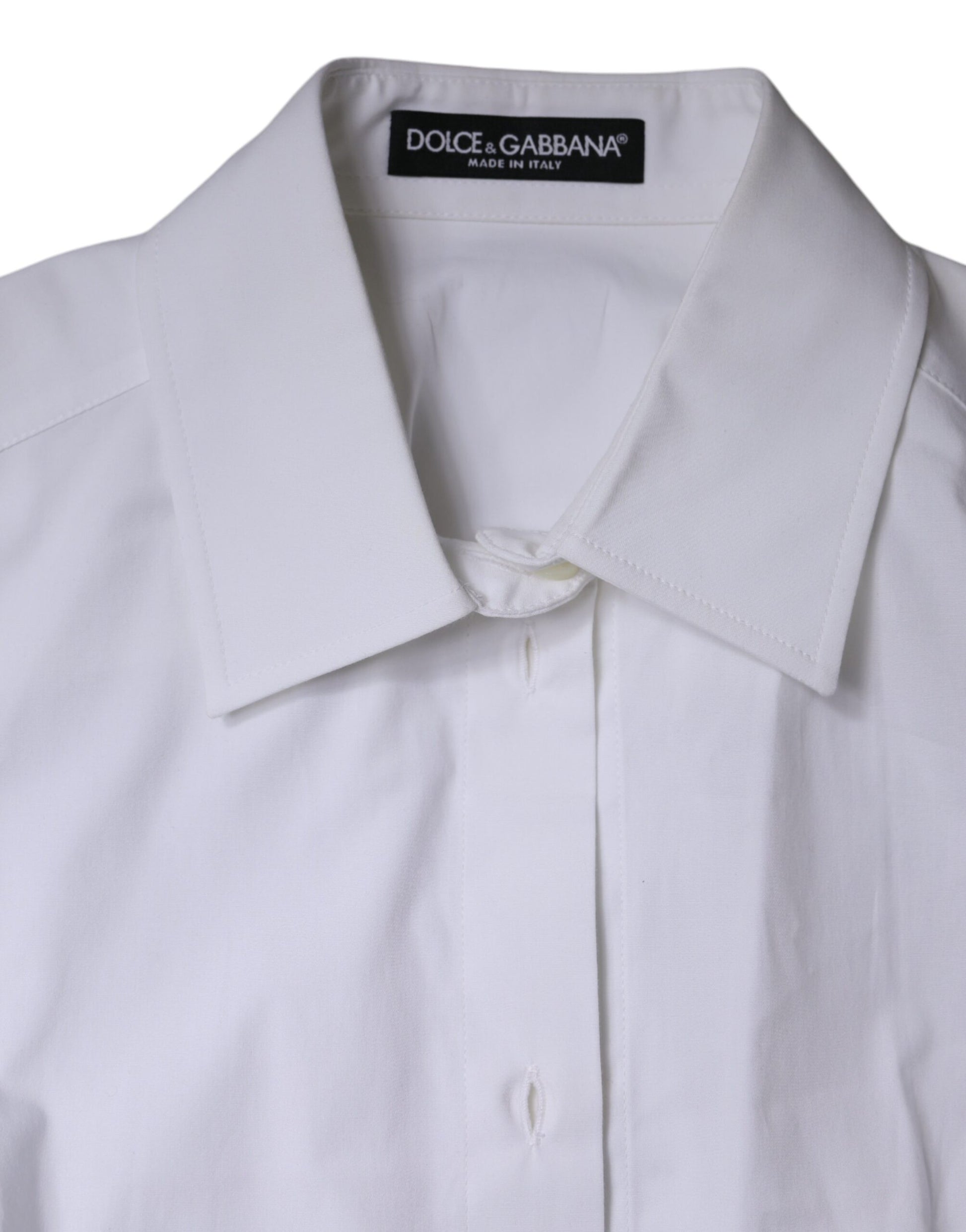 Dolce & Gabbana White Cotton Collared Long Sleeves Shirt Top by Dolce & Gabbana