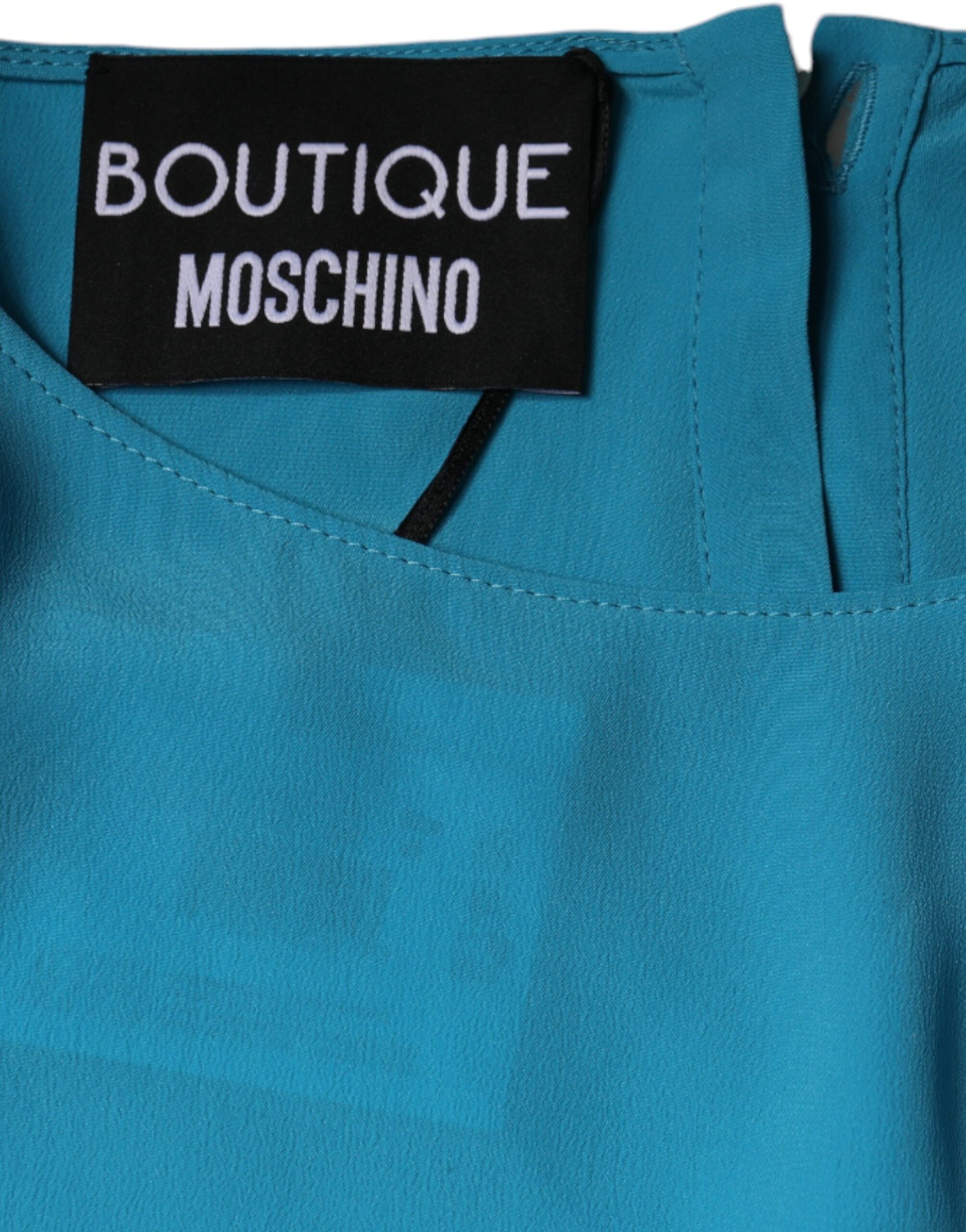 Boutique Moschino Blue Round Neckline Long Sleeves Blouse Top by Boutique Moschino