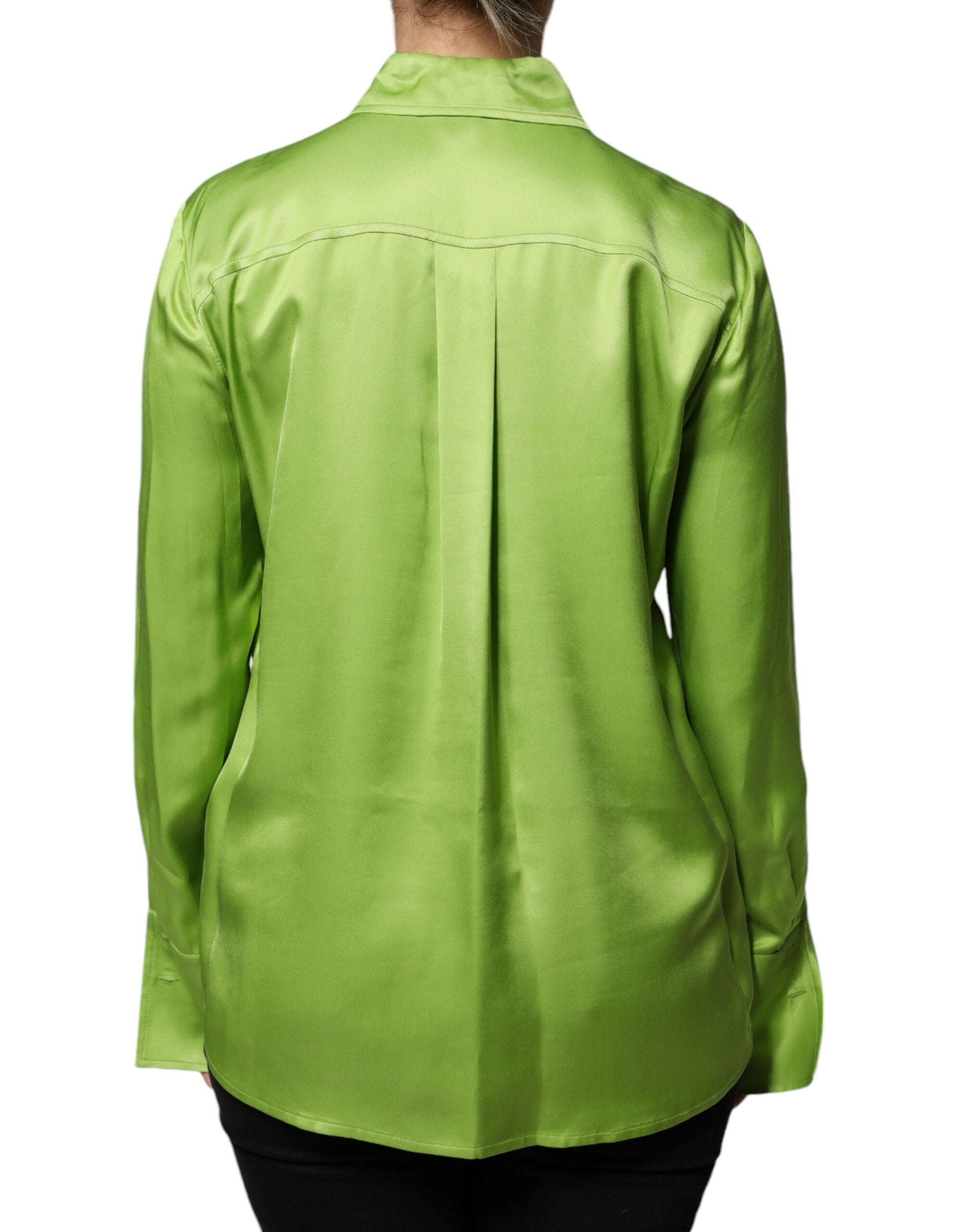 Patrizia Pepe Green Viscose Long Sleeves Collared Blouse Top by Patrizia Pepe