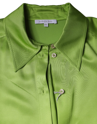 Patrizia Pepe Green Viscose Long Sleeves Collared Blouse Top by Patrizia Pepe