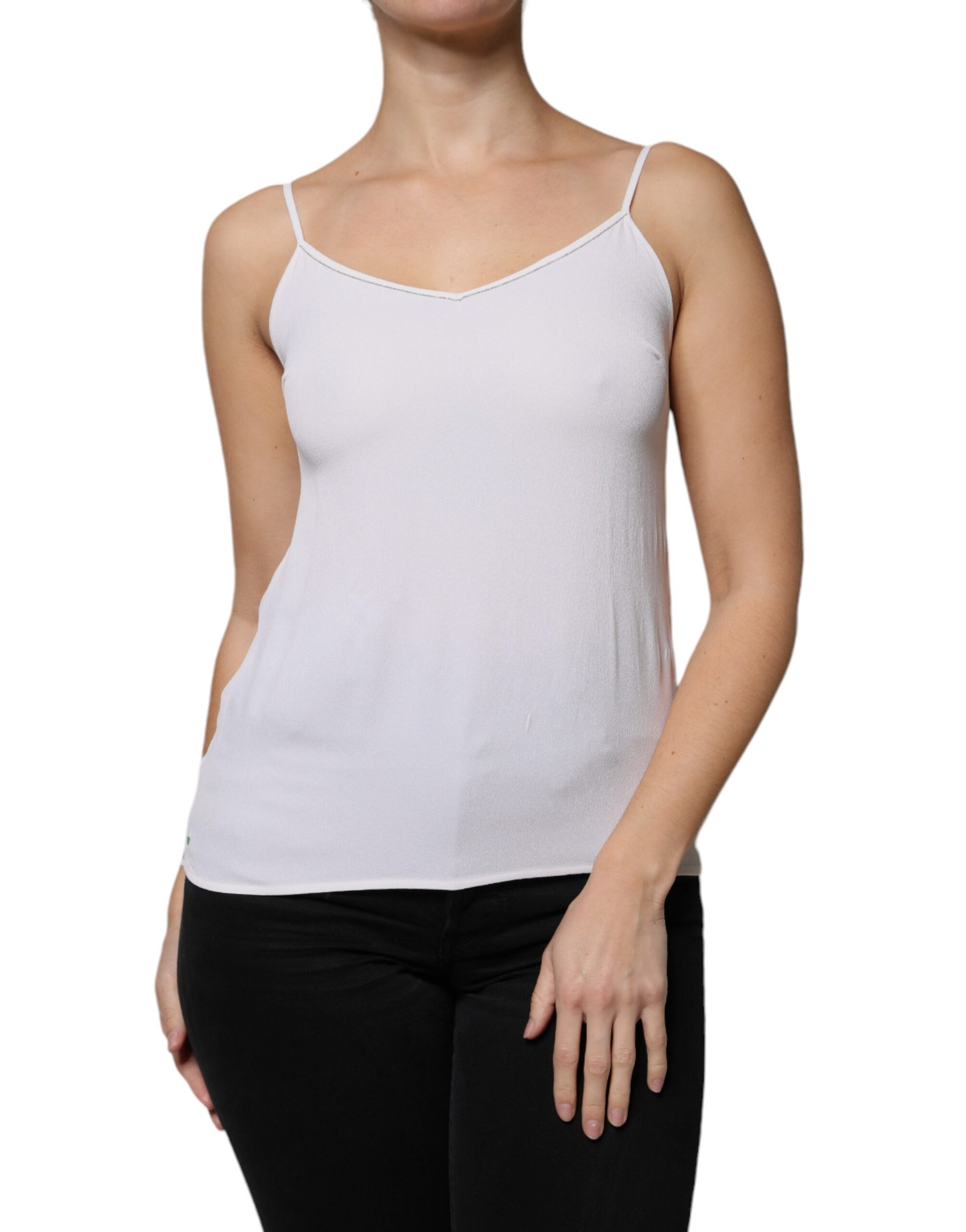 Fabiana Filippi White Spaghetti Strap Sleeveless Tank Top by Fabiana Filippi