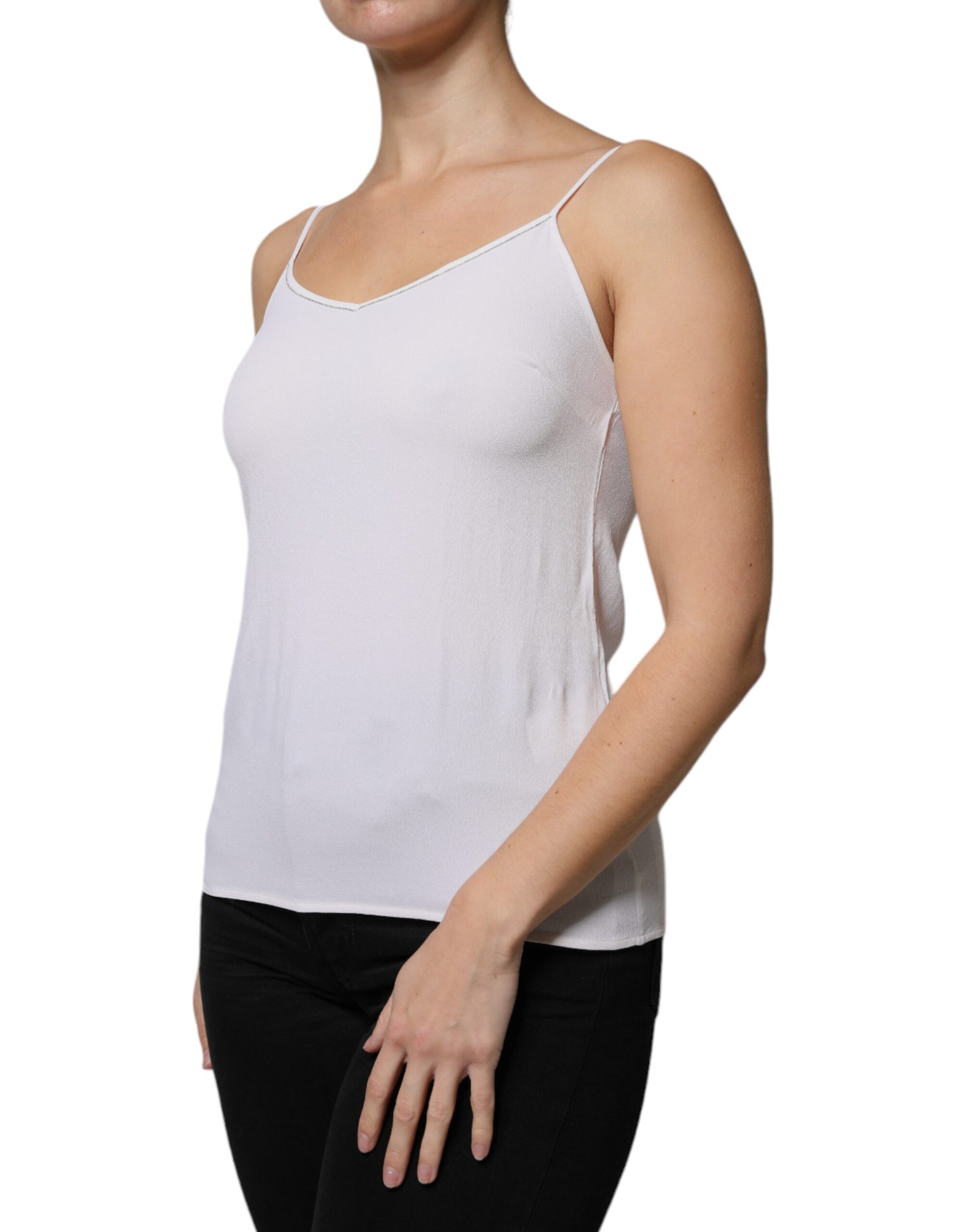 Fabiana Filippi White Spaghetti Strap Sleeveless Tank Top by Fabiana Filippi