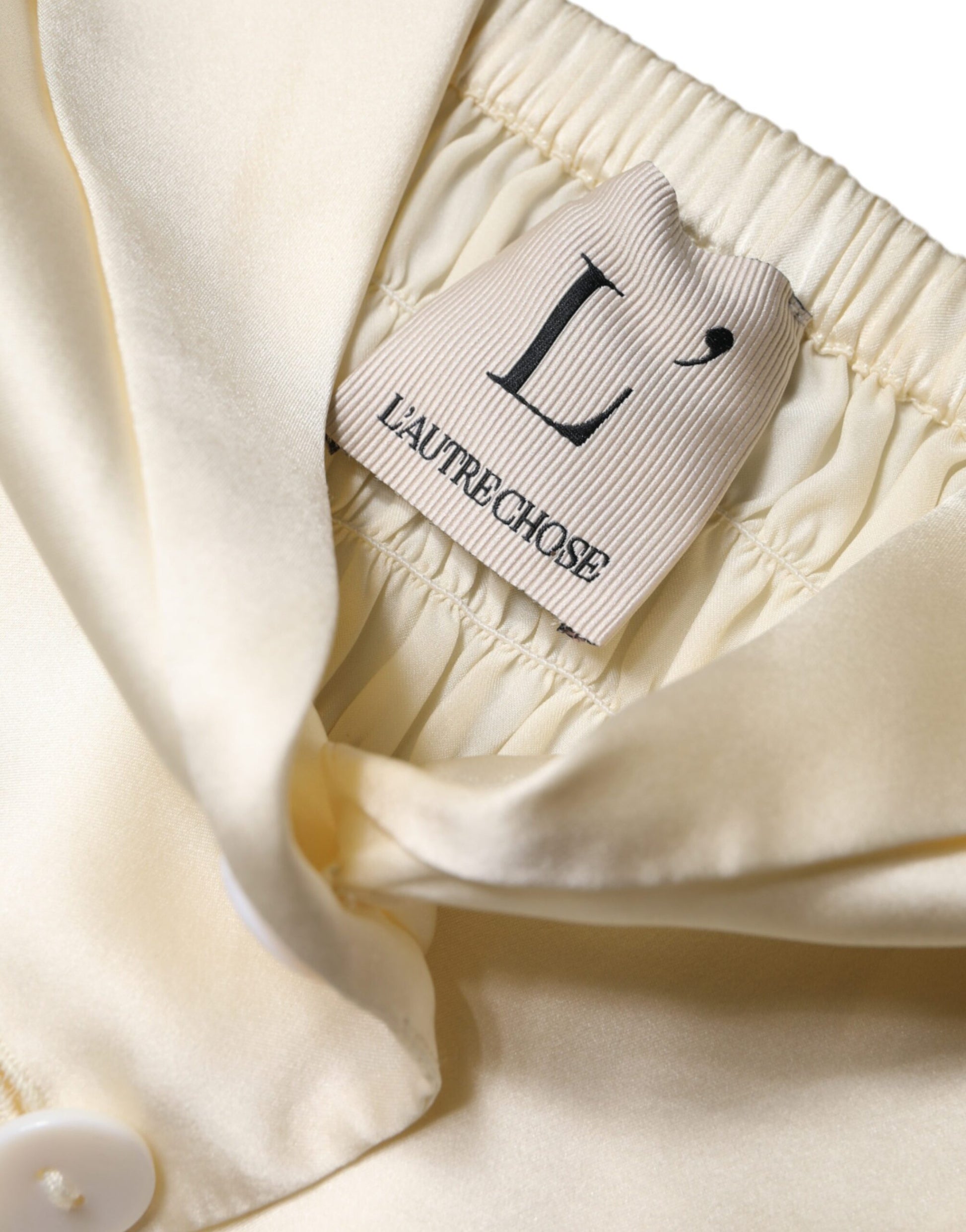 L'Autre Chose Off White Silk Sleeveless Buttoned Halter Top by L'Autre Chose
