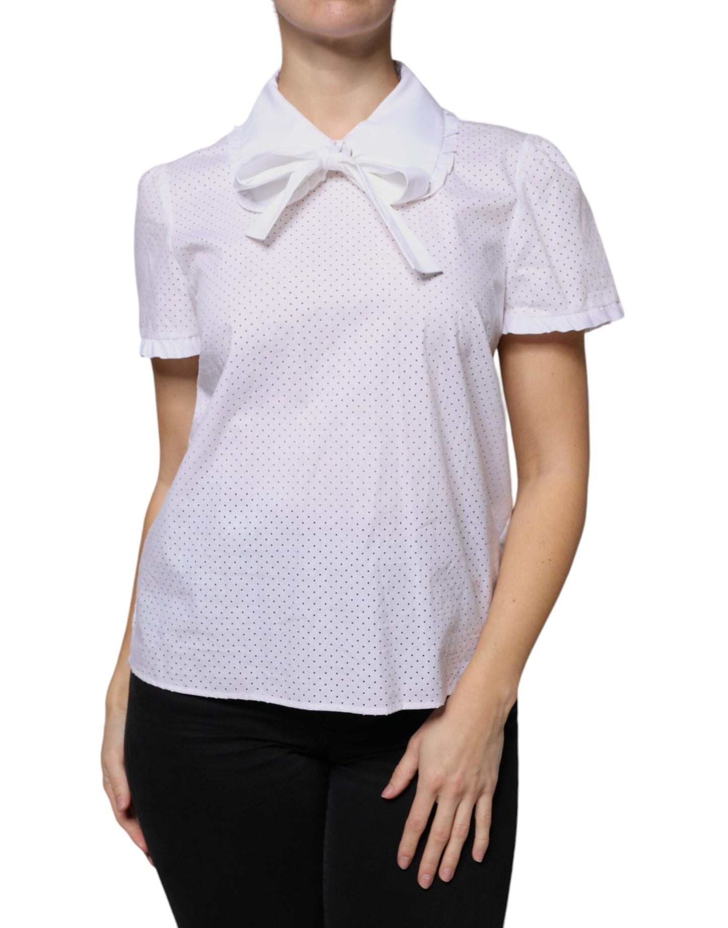 Chemisier à manches courtes et col en coton blanc Valentino