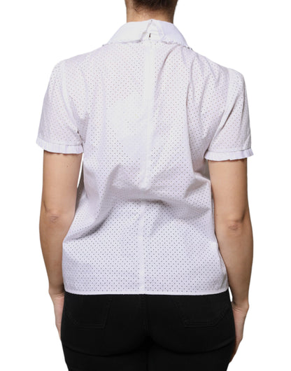 Chemisier à manches courtes et col en coton blanc Valentino
