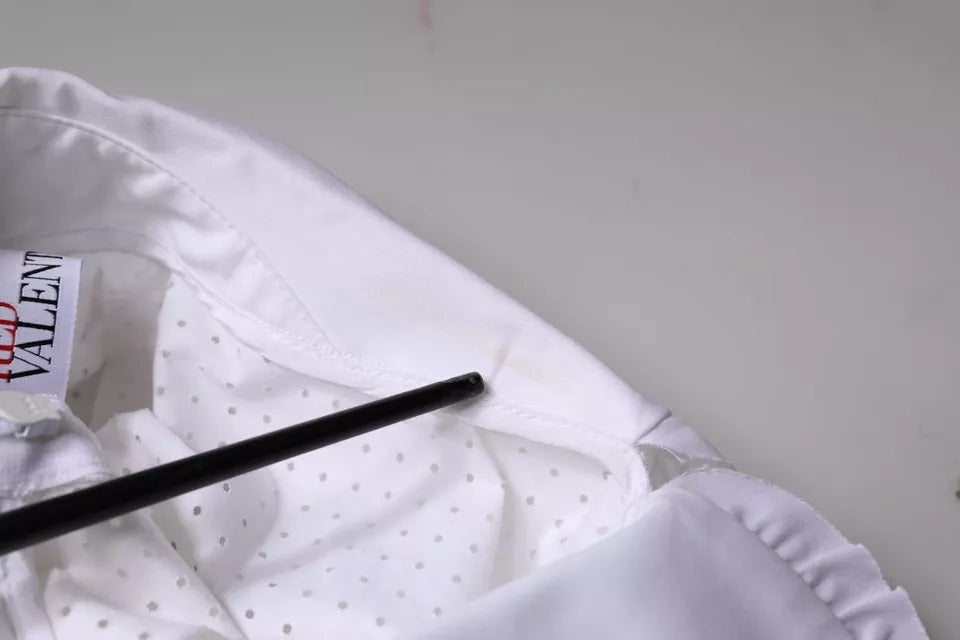 Chemisier à manches courtes et col en coton blanc Valentino