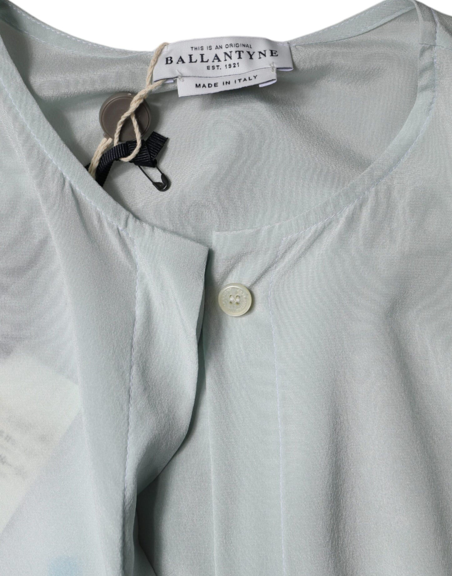Ballantyne Light Blue Silk Ascot Collared Long Sleeves Top by Ballantyne